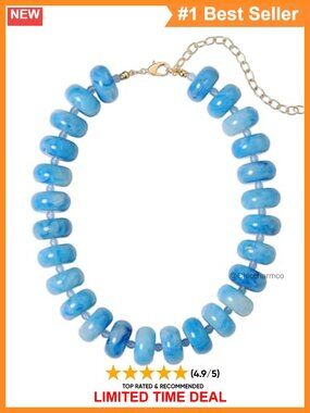 Chunky Resin Beaded Statement Choker Necklace Adjustable Chain